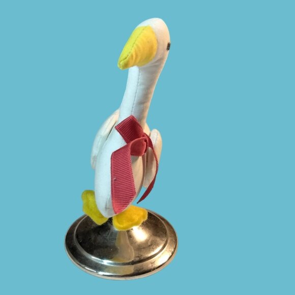 White Goose Ornament Red Bow Handcrafted Fabric - Picture 6 of 7